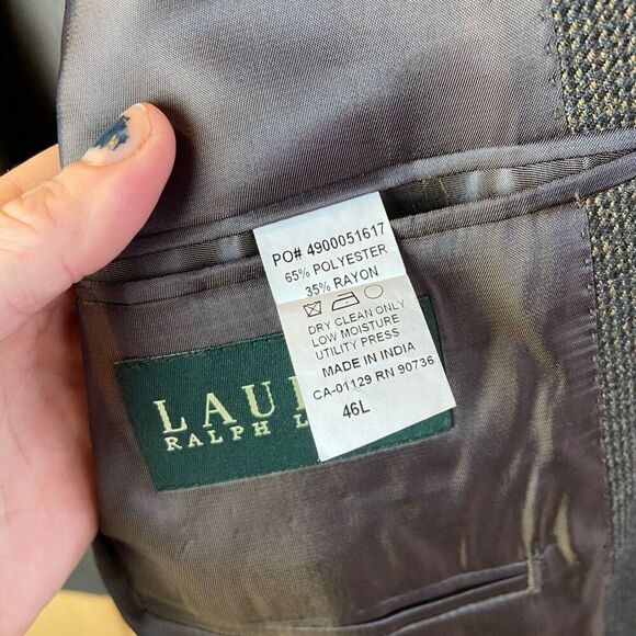 Lauren Ralph Lauren Gray Textured Tweed Blazer Jacket Men’s 46L – 2 Button - Picture 7 of 13